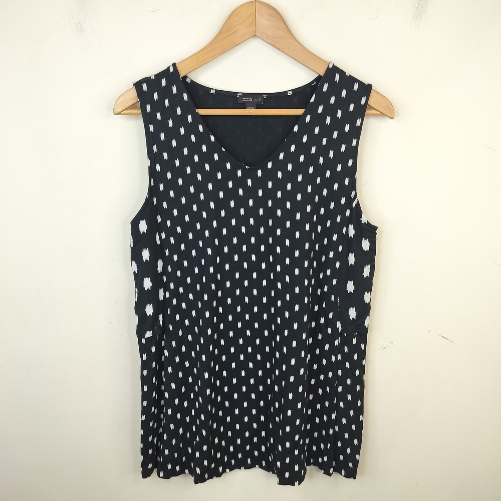J. Jill Wearever Tank Top Womens Medium Ikat Geo Print Crossover Back